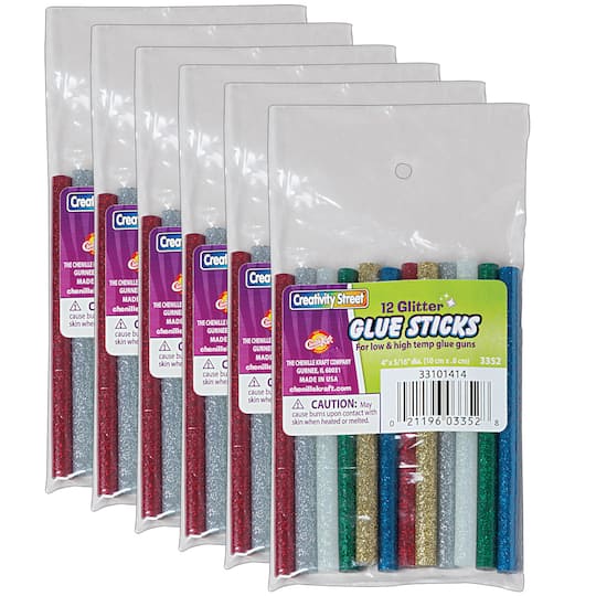 4 Packs: 6 Packs 12 ct. (288 total) Creativity Street&#xAE; Glitter Colors Hot Glue Sticks